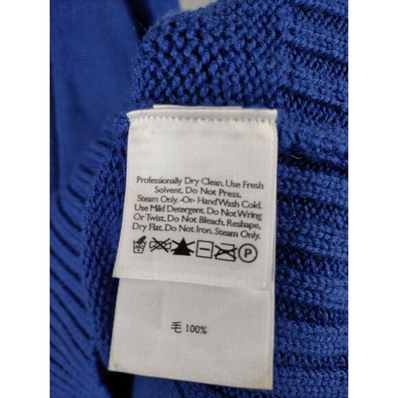 Eddie Bauer Womens Sweater Large Blue 100% Merino‎ Wool Shawl Neck Cabin Cozy - Picture 7 of 9